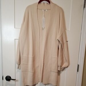 Open Front Cardigan Lantern Sleeve Sweater W/pockets NWT Large